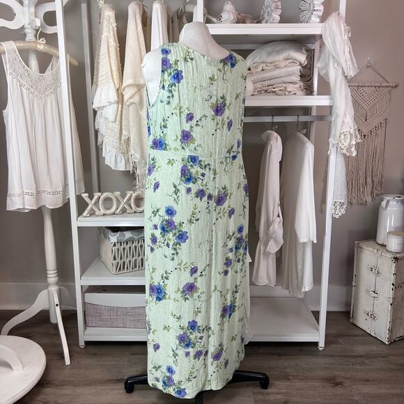 vintage Karin Stevens size 16 floral maxi dress light green. summery #1018 - Picture 6 of 10